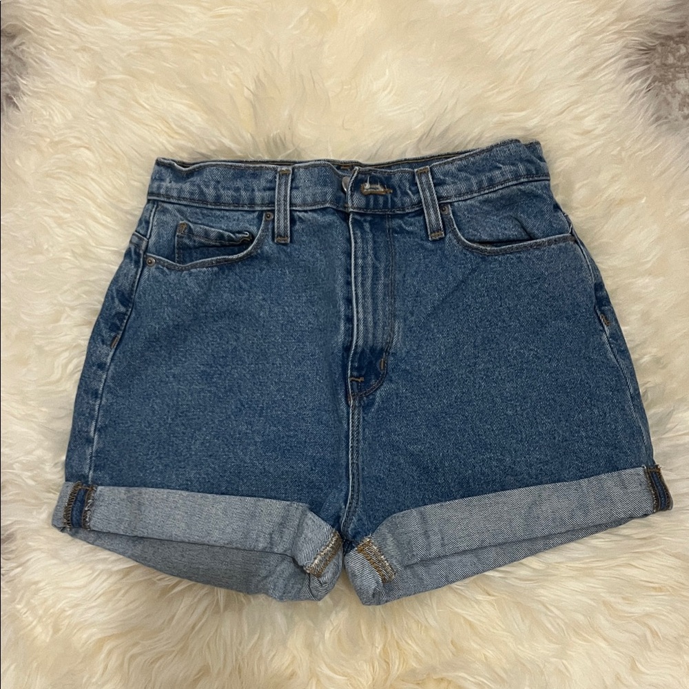 High Waist Blue Denim Women's Shorts